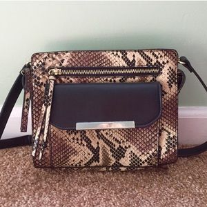 Snakeskin + Leather Crossbody Adjustable Purse